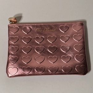 Pink Foil Heart Cosmetic Bag